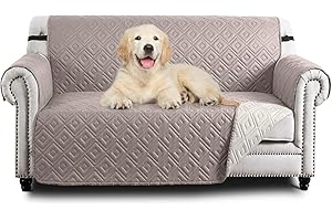 Hafaa Sofa Cover 2 Seater Water Resistant Sofa Slipcovers, Beige/Cream Reversible Sofa Covers with Elastic Strap - Washable Sofa Protectors from Pets/Kids/Dogs