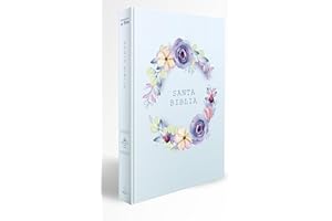 Biblia RVR 1960 letra grande, manual, tapa dura con nombres de Dios, flores azul / Spanish Bible RVR 1960 Handy Size, LP, HC with Names of God, blue flowers