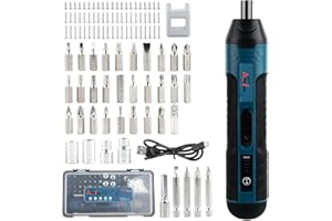 AUTOJARE Mini śrubokręt elektryczny 3,6 V, 4-biegowa regulacja momentu obrotowego, wkrętarka akumulatorowa z 101 akcesoriami, demagnetyzator, kabel USB do ładowania i pudełko do przechowywania (maks.