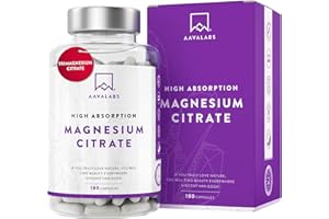 Magnesio Citrato 2231.25mg AAVALABS | Citrato di Magnesio Polvere di cui 357mg di Magnesio Puro - Integratori Stanchezza Magnesio Donna e Uomo, Supporta Ossa e Muscoli - Magnesium Citrate 180 Capsule
