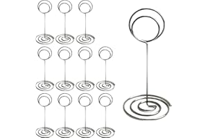 DISDAIN Table Number Folder Wedding Banquet Table Business Card Holder Memo Photo Holder Suitable for Parties Banquets Offices,12-Piece Set (Silver, Round Shape)