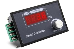 PWM Controlador de Velocidad del Motor Binghe DC 6-60V Regulador de Velocidad, Mando codificador, Frecuencia Ajustable 1-100KHZ, 0-100% Control de Velocidad, Arranque/Parada Suave para Motores DC