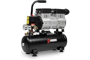 Bimson Power Low Noise Electric Air Compressor - 8 Litre, 750W, 116PSI, Oil Free, 131L/min, 2 Year Warranty, UK 13 Amp, Portable, Lightweight, Ideal for DIY, Workshop, Tradespeople