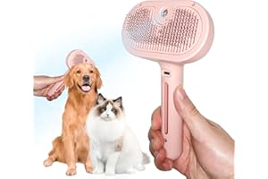SIHEPETSHOPS 3 in 1 Cat Steam Brush - Pet Spray Hair Removal Comb for Shedding & Grooming - Water Brush for Cats Dogs - One-Click Release Button - Steam Brush for Dogs, Pet Steam Brush for Dog