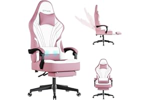 Ulody Gaming Chair for Adult,Ergonomically Designed Massage Office Chair,Adjustable Height,Swivel Chair with Footrest,Suitable for Office and Home-Pink