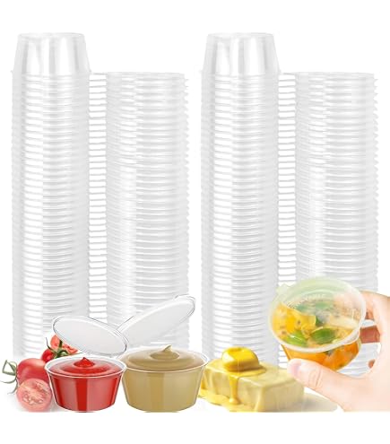 Love Nature Contenitori Per Salse 60 Ml In Fibra Di Canna Da Zucchero - 100 Pezzi Monouso Biodegradabili E Compostabili - Ideali Per Asporto E Feste - 3