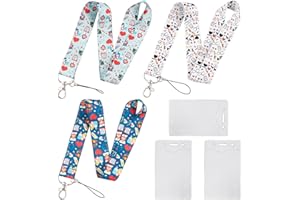 MAXQUU 3 pezzi portachiavi colorati per infermieri, con 3 custodie trasparenti per carte di credito, cordino lungo per donne, portachiavi, cordino per carta di lavoro