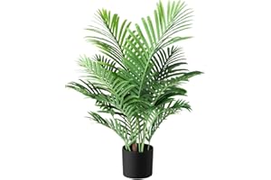 ‎FOPAMTRI Fopamtri Kunstpflanzen Groß Areca Kunstpalme 90 cm im Topf Künstliche Pflanze Tropical Hawaii Grün Fake Plant für Schlafzimmer Büro Garten Hochzeit Party Deco (1 Stück)