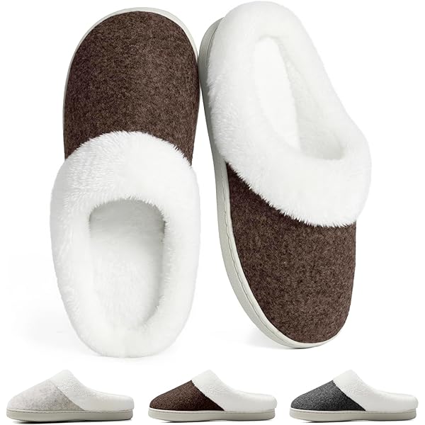 Chantomoo Womens Slipper Warm Comfortabel Memory Foam Huis Slippers Gebreide Schoenen Faux Bont Gevoerd Antislip Rubberen Zool Slaapkamer Gezellige Indoor Outdoor Slippers, Grijs, 7-8