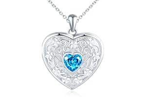 MicLee Collana Ciondoli Cuore di Foto da Donna in Argento 925 Pendenti Medaglioni con Foto Creativo Collane con Zircone Cuore Ciondolo Apribile