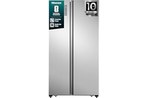 Hisense RS677N4ACC Side by Side Kühl-Gefrierkombination, 179cm, 519 Liter Gesamtkapazität, Multi Air Flow, LED Display, EEK: C, Electronic Touch Control, Inox Look