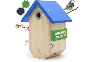 TWOCOZY Premium Nistkasten für Meisen | Kohlmeisen [SPECHTSCHUTZ & NESTSCHUTZ] wetterfest & verschraubt | Maße NABU konform | Vogelhaus zum Aufhängen für Meisen - 32 mm (Blau, 17cm x 23,5cm x 32cm)