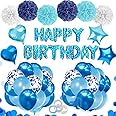 NORTHERN BROTHERS Blue Birthday Decorations for Boys and Men - Blue Balloons and Birthday Banner Set