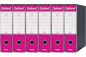 Esselte OXFORD G83 Registratore con Custodia, con Meccanismo a Leva N.1 in Formato Commerciale (23x30cm) con Dorso da 8 cm, Fucsia, Conf.da 6 pezzi, 390783900