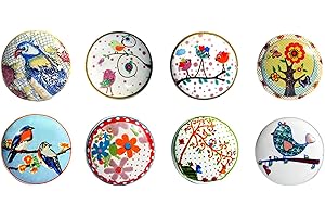 NACNIC Zestaw 8 pokrętł ceramicznych z różnymi wzorami ptaków, ręcznie malowane. Ręcznie robione uchwyty do szafek, szuflad, komód i wieszaków. Klasyczne pokrętła o średnicy 40 mm.