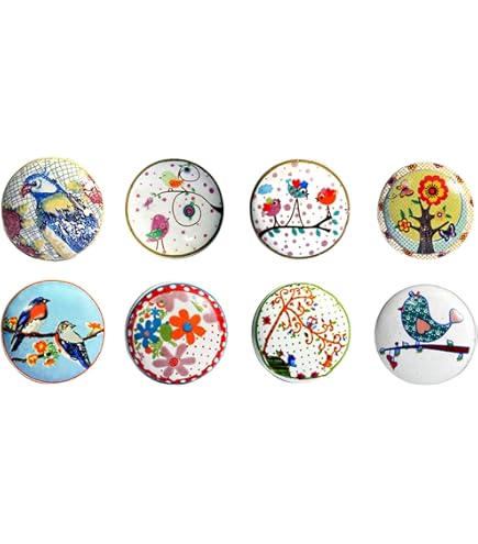 Boutons De Meuble Vintage, Lot De 8 Céramique Bouton De Porte En Rose Fleur Poignee De Meuble