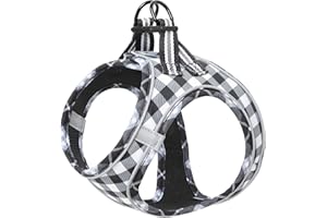 HEELE Hundegeschirr für Hunde Geschirr Hund Klein Weich Mesh Brustgeschirr für Mittlere und Kleine Hunde, Verstellbare Reflektierende Atmungsaktive Welpengeschirr, Reflektierend, Plaid Weiß, S