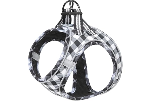 HEELE Arnes Perro Suave y Cómodo, Tipo Chaleco Reflectante - Vest Air Mesh con Bonito Estampado para Pequeño Cachorro, Tartán Blanco, XS
