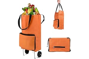 PZJFH Collapsible Shopping Trolley, carrello della spesa, 28 litri, con 2 ruote in gomma, riutilizzabile, pieghevole, con borsa per il trasporto, per la spesa, il mercato degli agricoltori, i viaggi e