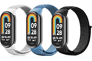 aceyoon 3 Piezas Correas Elástica de Nylon Compatible con Xiaomi Mi Band 9 y Mi Band 8, Pulseras de Repuesto Deportivo para Xiaomi Smart Band 9 8 Hombres Mujeres, Longitud Ajustable (3 Colores)