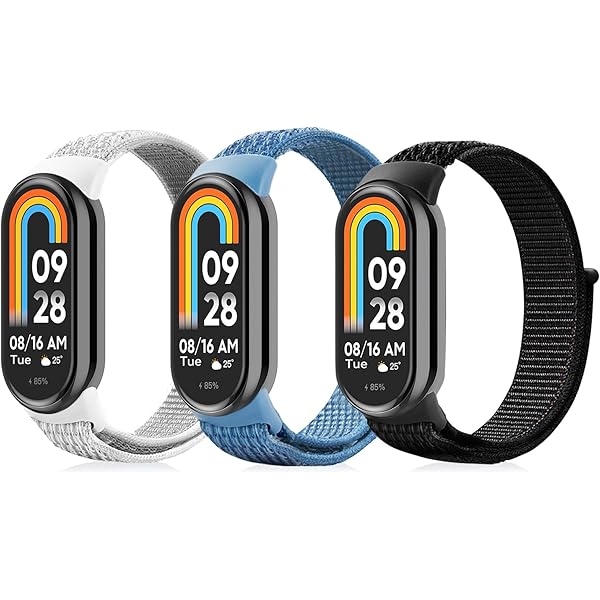 Dafean 3 Pièces Nylon Bracelet Compatible Avec Xiaomi Mi Band 8 Femme Homme, Bracelets De Remplacement Souple Réglable Sport Respirant Bracelet Pour Xiaomi Smart Band 8 (Xiaomi Mi Band 8