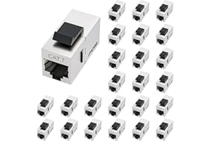 FGB 10Gbps Cat7 Keystone Module RJ45 Blindé Panneau de Brassage Prise Prise Réseau Coupleur (25 Pièces, Argent)