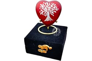 THE ANTIQUE HOUSE Urne funéraire faite à la main pour cendres humaines - Urne funéraire faite à la main pour cendres et décoration d'intérieur - Avec boîte Vlvet et support en laiton