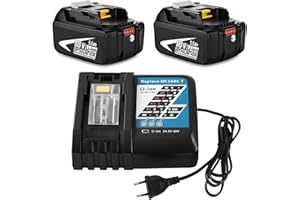 IBANTI 2X 18V Remplacement pour Makita Batterie BL1860B BL1850 BL1860 BL1850B BL1840B BL1840 BL1830B 194205-3 194309-1 194204-5 196399-0 (Noir)