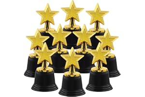 Swpeet 10Pcs Kit d'assortiment de trophées en Plastique, trophées en Or pour Les Sports, Les compétitions, Les Concours de Talents et Les fêtes pour Les Enfants et Les Adultes.