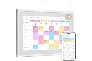 Dragon Touch Cyfrowy kalendarz ścienny 10,1 cala – elektroniczny kalendarz ścienny, planer rodzinny z pamięcią 32 GB, cyfrowy terminarz z ekranem dotykowym, inteligentny kalendarz biurkowy, biały