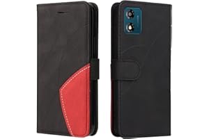 WUHAIZHER Motorola Moto E13 Case Geometric, Shockproof Wallet Case PU Leather with Card Slots Folding Stand Magnetic Scratchproof Protect Flip Cover for Motorola Moto E13 Phone Cases, Black