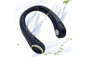 Ycoiee Ventilateur de Cou Portable, 5000mAh USB Ventilateur de Cou Sans Lame, Mini Ventilateur Cou Silencieux Mains Libres avec flux d’air à 360°, 3 Vitesses - Pour le bureau, le sport - Bleu