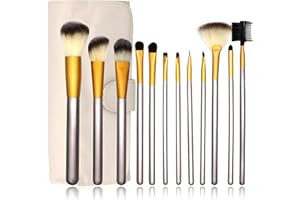 ‎RETOO Retoo Zestaw pędzli do makijażu, 12 sztuk, profesjonalny zestaw pędzli do makijażu z pojemnikiem na pędzle do cieni do powiek, brwi, podkładu, pędzli do twarzy, pudru, pędzli kosmetycznych, kolor