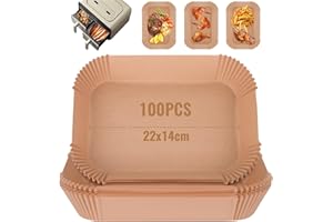 BEENNA Papier do Pieczenia Frytkownicy Powietrze, Prostokątny 22×14 CM Papier do Pieczenia Airfryer, Olejowy i Wodoodporny, Akcesoria na Podwójną Frytkownicę Ninja Foodi, Dwustrefową Frytkownicę