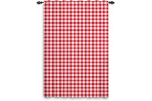 ‎GGAIMWF ggaimwf Karierte Vorhänge Rot und Weiß Gingham Vorhänge für Wohnzimmer Bauernhaus Klassisch Vorhänge Fensterbehandlungen Schlafzimmer Kinderzimmer Innen Tür Rückenschlaufe Vorhang 107x215cm 1 Panel