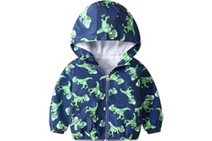 JinBei Manteau Capuche Vest Garçon Bébé Enfant Sweat-Shirt Blouson Motif Animal Zipper Poche Veste Pull-Over Longue Manche Manteaux Mignon Outwear Printemps Automne Coupe-Vent 1-7 Ans