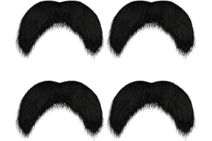 wilcractk Bigote Postizo Negro Falsos Autoadhesivos Barba De Disfraz 4 Piezas Realistas para Halloween Carnaval Fiesta Infantil Teatro Anciano Actor Hombre Niños Adultos