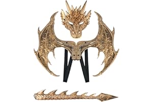 Sunshine smile Drachen Kostiim,Drachenkostum Kind,Drachenflügel,Halloween Drachen Maske,Drachen Kostim Erwachsene,Dinosaurier Cosplay Set für Kinder Jungen Mädchen Halloween Party Karneval