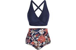 Hanna Nikole Women's Plus Size High Waist Bikini Set Push Up Swimsuit Ruched Tummy Control Swimwear Two-Piece Swimsuit