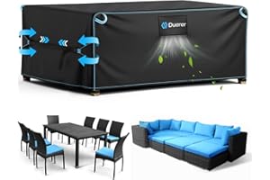 Duerer Garden Furniture Covers Waterproof 420D Outdoor Patio Furniture Covers 248 x 198 x 81cm, for Furniture Set, Sofa, Table and Chair Set Cover, Anti-UV Rain Snow Dust Wind-Proof with Air Vent