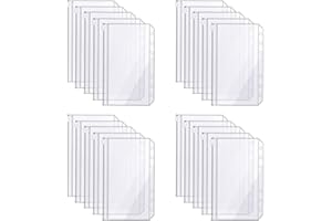 FUNNGY A6 Zipper Binder Pockets,20 PCS Plastic Zipper Budget Binder Pockets Cash Envelope 6 Holes Waterproof Zipper Bags for Budget Binders Documents and Cards Budget Binders and Cash Organization
