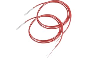 CosyCaya 2 Wire PT1000 Temperature Sensor Thermistor Silicone Gel Coated 1.5Meters Probe 45mm x 5mm -50-180 Centigrade RTDs