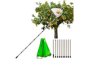 Idota Raccogli Frutta Telescopico 4M Raccogli Frutta da Albero con Asta Telescopica e Borsa Diametro 16 cm, Raccogli Frutta per Ciliegie Mele Pere