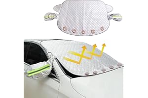 AULESSE Couverture de Neige pour Pare Brise de Voiture, Magnétiques Bâche Pare Brise Repliable, Adapte à La Plupart des Voitures pour Anti Givre, Neige, Glace, UV, Pluie & Soleil