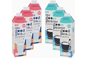 THE GOOD PEA CO. The Good Pea Mixed Case Original & Barista Plant Based Pea Milk Lacto Free Milk Vitamins D & B12 with 34g High Protein Long Life | More Calcium, Natural Flavour Long Life Vegan 3X3 Pack of 6 X 1L