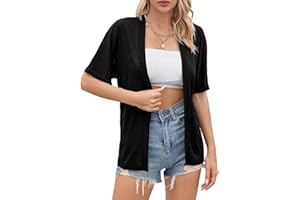 TASAMO Summer Open Front Lightweight Cardigans - Short Sleeve Ladies' Outerwear