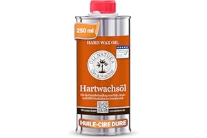 OLI NATURA ÖLE & WACHSE OLI-NATURA Huile-cire dure pour bois – Huile naturelle pour meubles, escaliers, portes et plus – Certifiée apte au contact alimentaire et anti-allergène, 0.25L, incolore-naturel