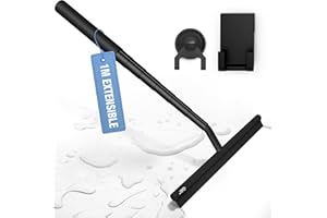 BADIONA Limpia Mamparas Ducha Cristal - Extensible hasta 100 cm & Color Negro I Limpia Cristales, Limpiador de Cristales, Window Cleaner I Limpia Mamparas Ducha Cristal Limpia Vidrios Squeegee
