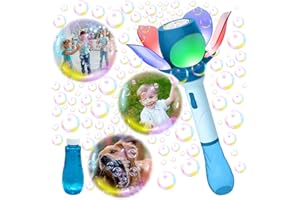 HONPHIER Seifenblasenstab Blume LED Hand Seifenblasenmaschine Wiederaufladbare Luftblasen Maschine Seifenblasen Gerät Outdoor Spielzeug für Kinder Geburtstag Party (Blau)