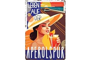 LUCKYLINDE 30 x 20 cm - Retro Blechschild, Bar Schild, Cocktail Rezept, Summer Feeling - Aperol Spritz - Prosecco (Leben auf der Aperolspur)